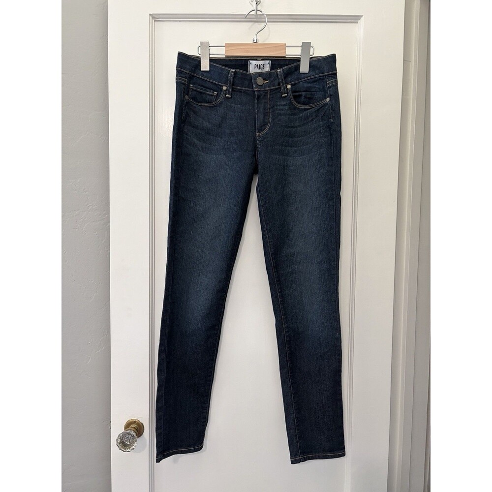 Paige Kylie Crop Denim Jeans Sz 28 Dark Wash Blue Stretch Skinny Ankle Mid Rise